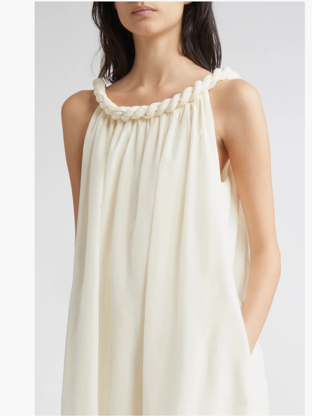 LOULOU DE SAISON Kika Gathered Cotton & Silk Voile Maxi Dress - Picture 4 of 10